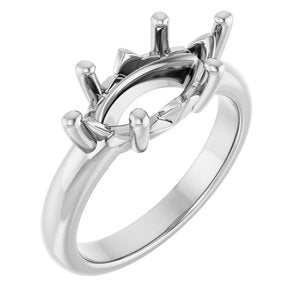18K X1 White Gold 14x7 mm Marquise Ring Mounting – image 2