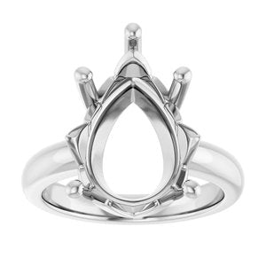 14K White Gold 16x12 mm Pear Ring Mounting – image 6