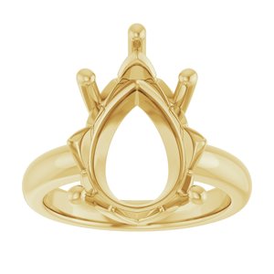 18K Yellow Gold 16x12 mm Pear Ring Mounting – image 6