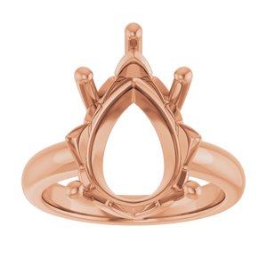 18K Rose Gold 16x12 mm Pear Ring Mounting – image 6