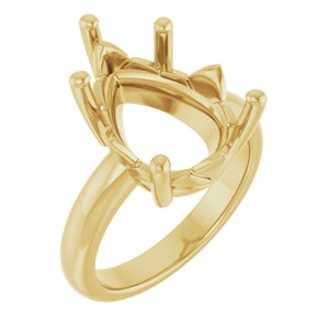 10K Yellow Gold 16x12 mm Pear Ring Mounting – image 2