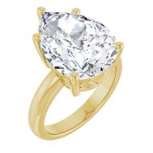 18K Yellow Gold 16x12 mm Pear Ring Mounting
