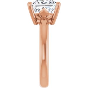 18K Rose Gold 8x8 mm Square Ring Mounting – image 7