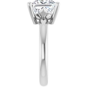 10K White Gold 8x8 mm Square Ring Mounting – image 7