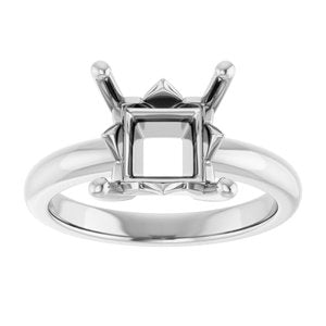 10K White Gold 8x8 mm Square Ring Mounting – image 6