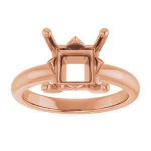 18K Rose Gold 8x8 mm Square Ring Mounting – image 6