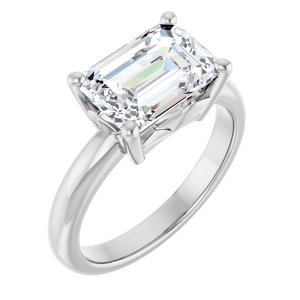 Platinum 10x7 mm Emerald Ring Mounting