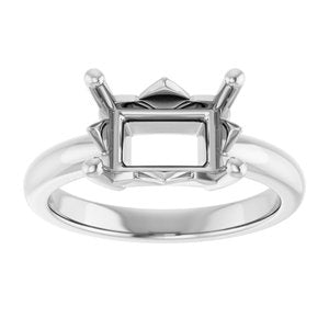 18K Palladium White Gold 10x7 mm Emerald Ring Mounting – image 6