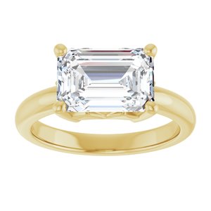 10K Yellow Gold 10x7 mm Emerald Ring Mounting – image 5