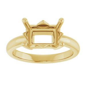 14K Yellow Gold 10x7 mm Emerald Ring Mounting – image 6