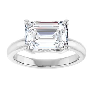 18K White Gold 10x7 mm Emerald Ring Mounting – image 5