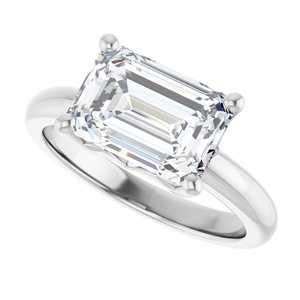 18K Palladium White Gold 10x7 mm Emerald Ring Mounting – image 8