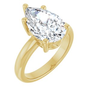 18K Yellow Gold 14x9 mm Pear Ring Mounting