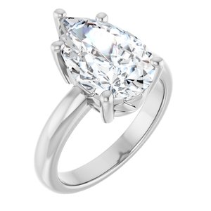 18K X1 White Gold 14x9 mm Pear Ring Mounting