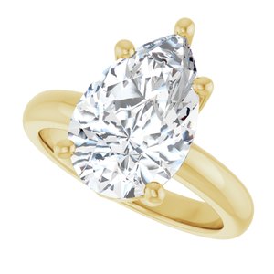 18K Yellow Gold 14x9 mm Pear Ring Mounting – image 8