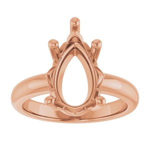 14K Rose Gold 14x9 mm Pear Ring Mounting – image 6
