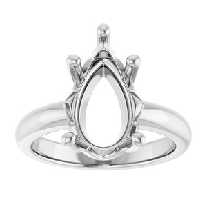 18K Palladium White Gold 14x9 mm Pear Ring Mounting – image 6