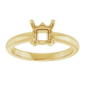 14K Yellow Gold 5x5 mm Square Ring Mounting – image 6
