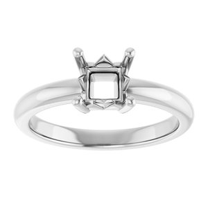 18K X1 White Gold 5x5 mm Square Ring Mounting – image 6