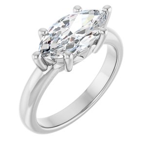 10K White Gold 13x6.5 mm Marquise Ring Mounting