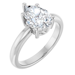 14K X1 White Gold 10x7 mm Pear Ring Mounting