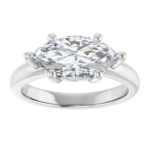 18K X1 White Gold 13x6.5 mm Marquise Ring Mounting – image 5