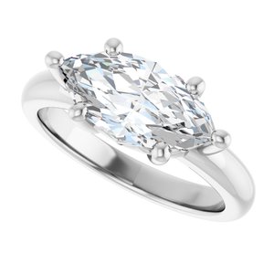 18K Palladium White Gold 13x6.5 mm Marquise Ring Mounting – image 8
