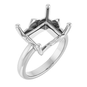 18K Palladium White Gold 13x11 mm Emerald Ring Mounting – image 2