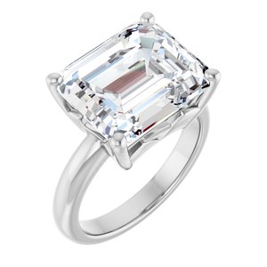 14K White Gold 13x11 mm Emerald Ring Mounting
