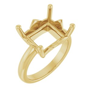 10K Yellow Gold 13x11 mm Emerald Ring Mounting – image 2