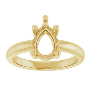 14K Yellow Gold 10x7 mm Pear Ring Mounting – image 6