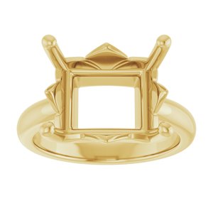 10K Yellow Gold 13x11 mm Emerald Ring Mounting – image 6