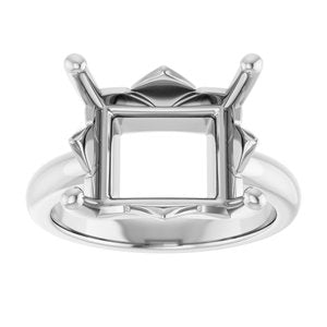 18K White Gold 13x11 mm Emerald Ring Mounting – image 6