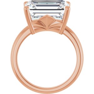 14K Rose Gold 13x11 mm Emerald Ring Mounting – image 3