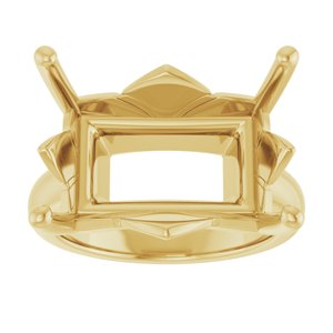 18K Yellow Gold 18x13 mm Emerald Ring Mounting – image 6