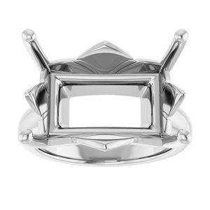 18K Palladium White Gold 18x13 mm Emerald Ring Mounting – image 6