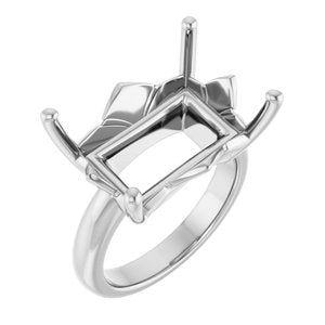 18K Palladium White Gold 18x13 mm Emerald Ring Mounting – image 2