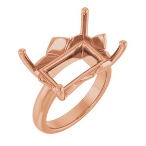 14K Rose Gold 18x13 mm Emerald Ring Mounting – image 2