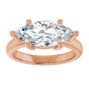 14K Rose Gold 15x7 mm Marquise Ring Mounting – image 5