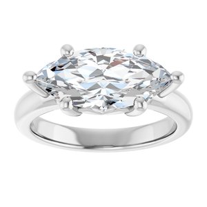 18K X1 White Gold 15x7 mm Marquise Ring Mounting – image 5