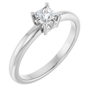 18K Palladium White Gold 3.5x3.5 mm Square Ring Mounting