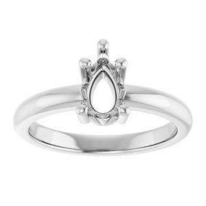 18K Palladium White Gold 8x5 mm Pear Ring Mounting – image 6