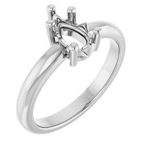 18K Palladium White Gold 8x5 mm Pear Ring Mounting – image 2