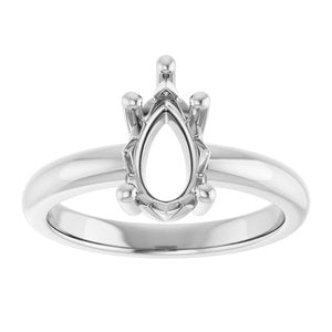 18K White Gold 10x6 mm Pear Ring Mounting – image 6
