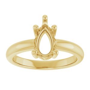 14K Yellow Gold 10x6 mm Pear Ring Mounting – image 6