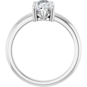 18K X1 White Gold 10x6 mm Pear Ring Mounting – image 3