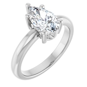 14K White Gold 10x6 mm Pear Ring Mounting