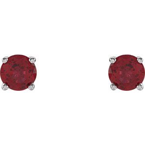 Sterling Silver 4 mm Lab-Grown Ruby Earrings – image 2