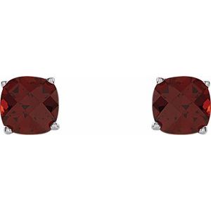 Sterling Silver 6x6 mm Cushion Natural Mozambique Garnet Earrings – image 2