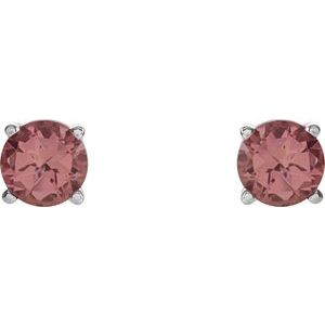 14K White Gold 6 mm Natural Pink Tourmaline Earrings – image 2
